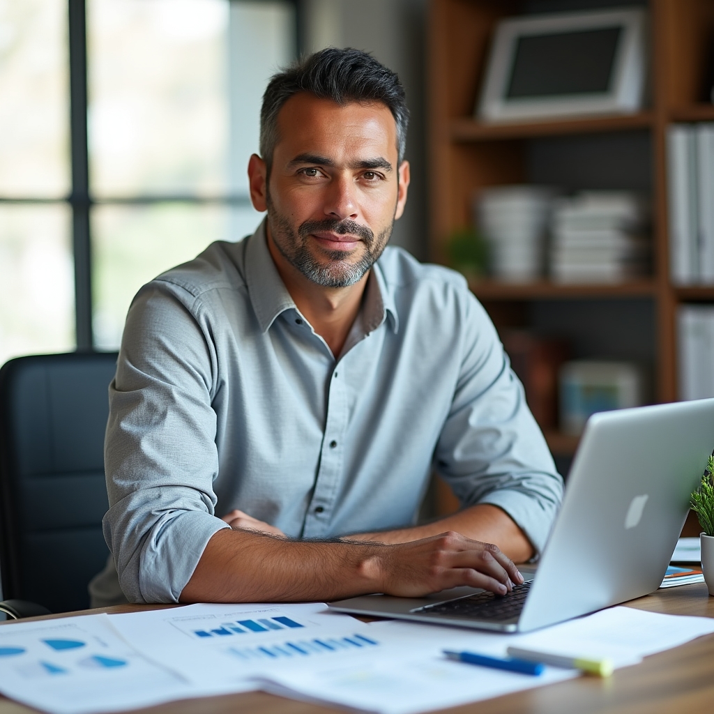 Research analyst reviewing real estate sector data and reports